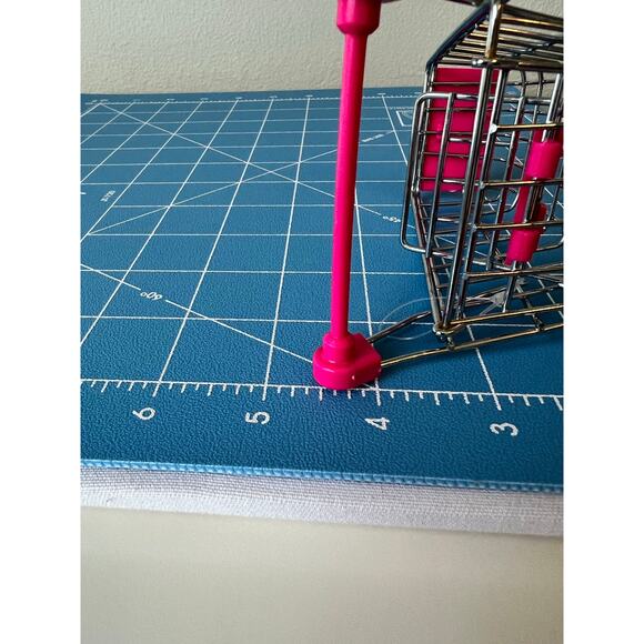 Mini Chrome Shopping Cart Silver Pink 4.5" Tall Storage Utility Toy Lot - Picture 11 of 11